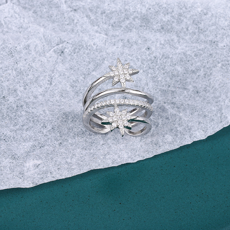 Sello VENUS Sier Color Starlight anillo para mujer chica joyería de doble capa regalo de cumpleaños Dropshipping quien_voghion.com