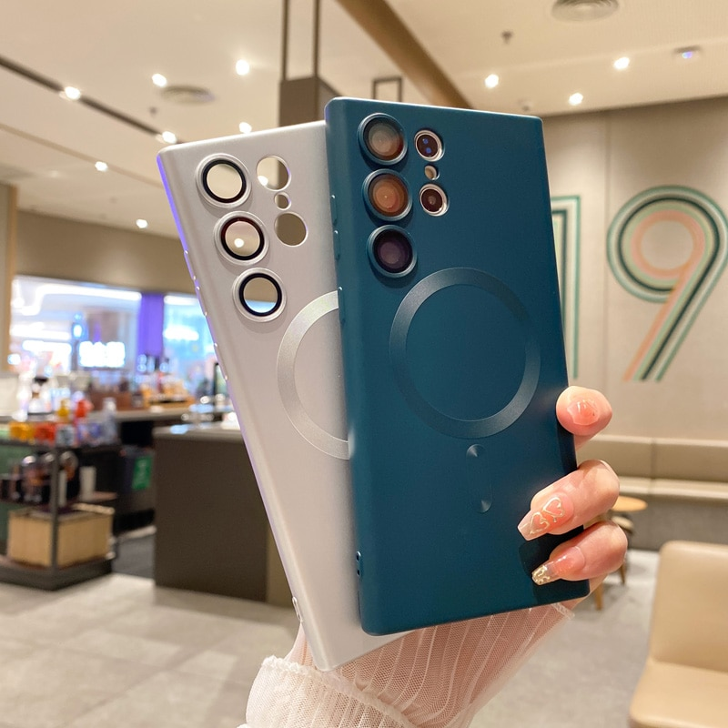 Miękka powłoka magnetyczna bezprzewodowa pokrywa do ładowania dla Samsung S23 Plus S22 S21FE S20 UWAGA 10 20 Ultra ochrona obiektywu_voghion.com
