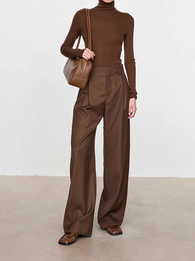 Elegant High-Waisted Wool Wide-Leg Pants - Premium Fine-Spun Fabric, Slimming & Versatile For Office & Casual Wear_voghion.com