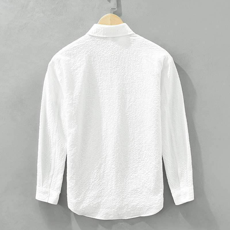 6689 Camicie giapponesi a maniche lunghe in tinta unita, alla moda, casual e larghe, comode e versatili, una camicia letteraria_voghion.com