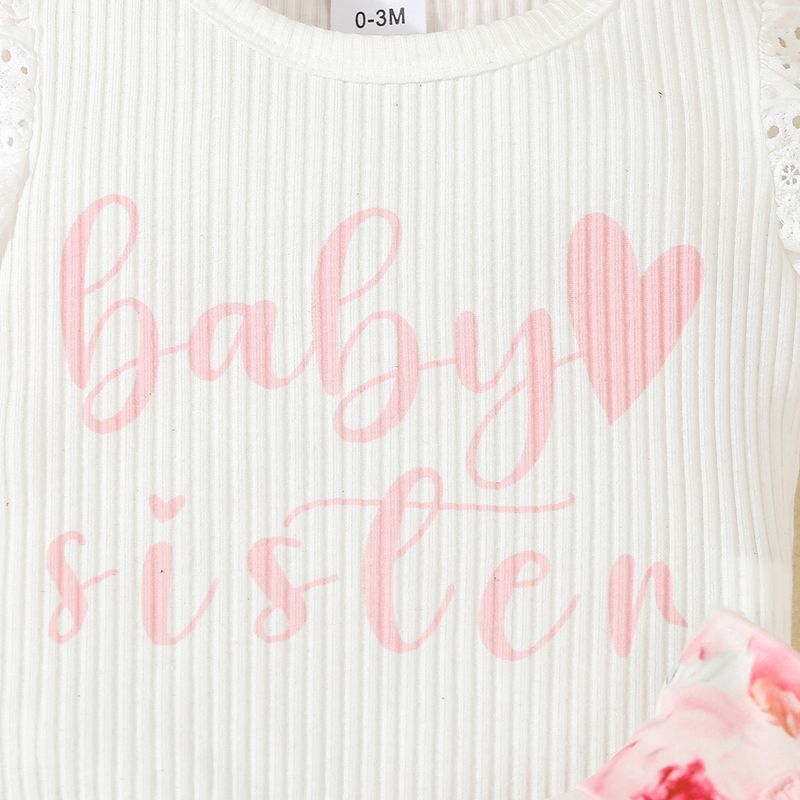 Adorabile completo da neonato composto da 3 pezzi con ricamo di lettere e stampa a fiocco, in morbida maglia di cotone, comodo ed elegante per neonati (0-12 mesi)_voghion.com