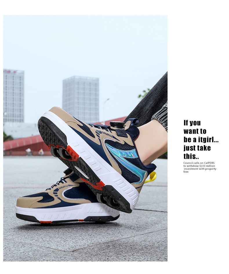 Patines de ruedas de cuatro ruedas para madres y niños, patines de ruedas para niños, patines de ruedas para estudiantes, deformación de contracción invisible_voghion.com