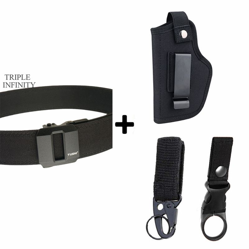 Cinturón táctico resistente de metal con hebilla automática, de doble capa, grueso y colgante, para exteriores, para hombre, 3,8 cm de ancho._voghion.com