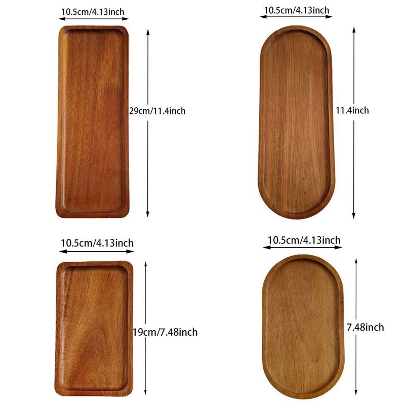 Rechteckiges Serviertablett aus Akazienholz – Hitzebeständige Holzplatte für Brot, Teetassen und Essgeschirr (elegantes Finish mit natürlicher Holzmaserung)_voghion.com