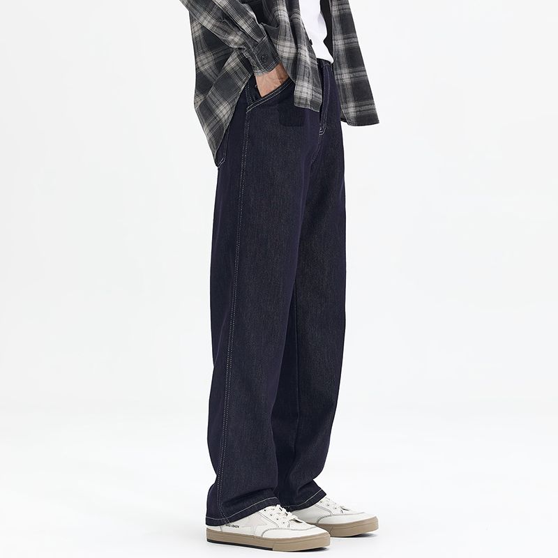 Jeans da uomo in lyocell spesso di colore primario, larghi e dritti, drappeggiati, pantaloni a vita media per ragazzi, resistenti alla luce, marchio alla moda, taglia grande, otto cilindri_voghion.com
