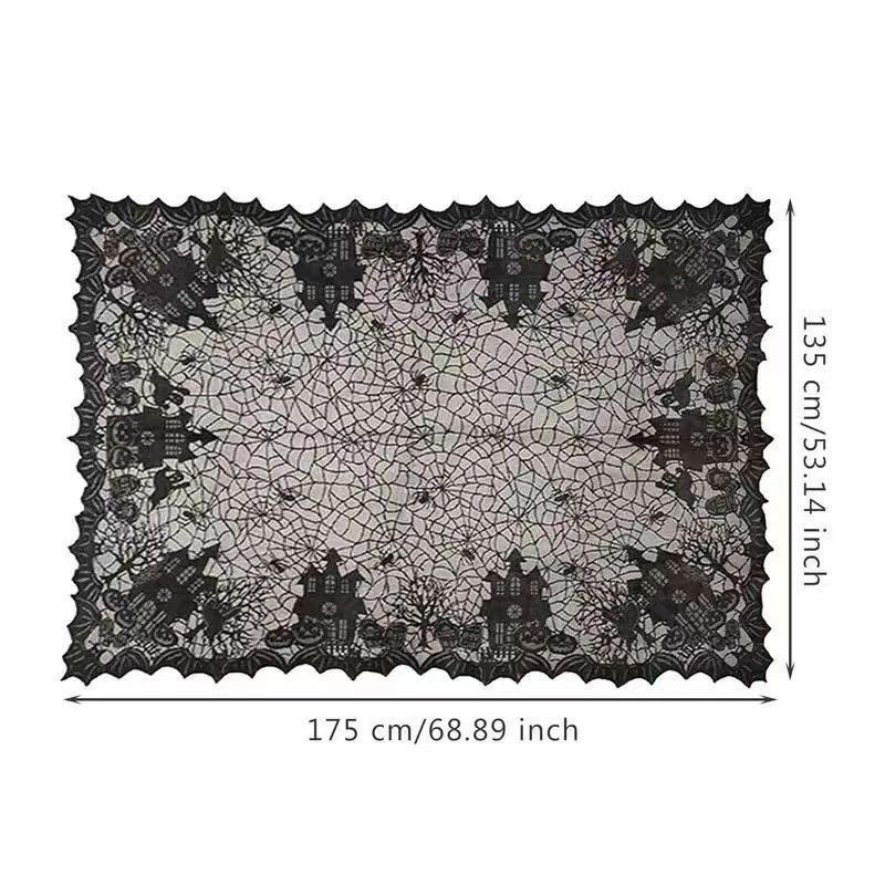 Halloween Spitze Tisch Läufer Schwarz Spinne Web Tischdecke Kamin Abdeckung Kaminsims Halloween Dekoration 2024 Home Party Clot_voghion.com