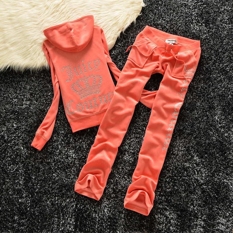 Set da donna in due pezzi sportivo casual con corona di velluto dorato autunno e inverno con lettere di diamanti caldi_voghion.com
