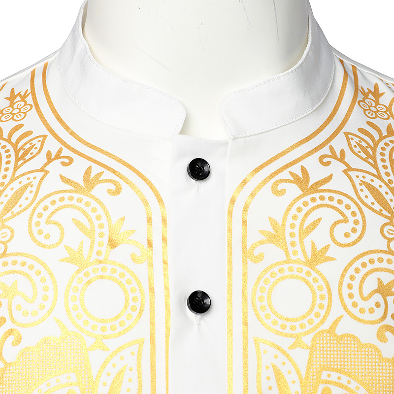 Herre Casual Fashion Bronzed Pullover skjorte Tuten Lang skjorte Muslin Lige skjorte_voghion.com