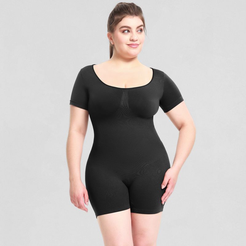 bel destekli body yetişkin kadın dış giyim vücut şekillendirici body kısa kollu body kalça kaldırma body_voghion.com