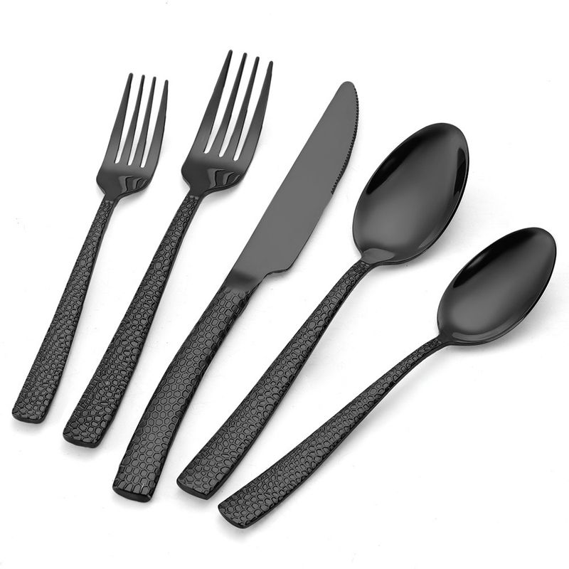 430 tyk hamret rustfrit stål kniv, gaffel og ske 5/20 dele sæt til hjemmekøkken dessert servicesæt_voghion.com