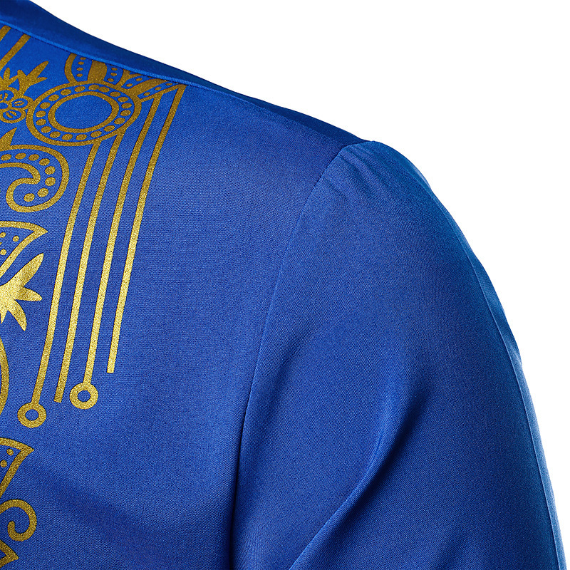 Herre Casual Fashion Bronzed Pullover skjorte Tuten Lang skjorte Muslin Lige skjorte_voghion.com