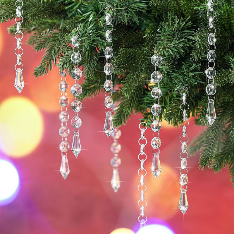 Cross-Border Transparent Crystal Bead String Hat Snowflake Ice Christmas Tree Decoration Wedding Lighting_voghion.com