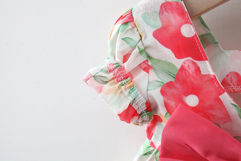 Mother & Kids Baby Girls Short Sleeved Flower Dress_voghion.com