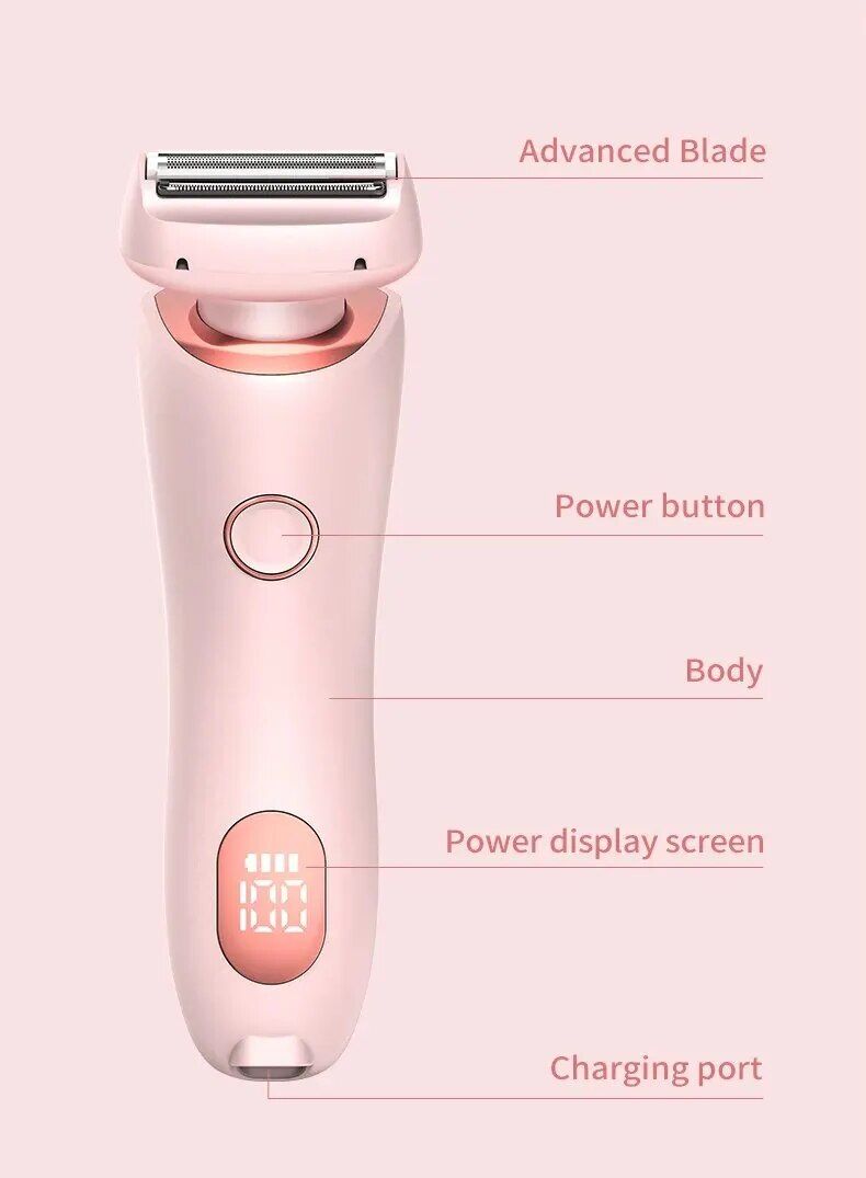 Maquinillas de afeitar eléctricas para mujer 2 en 1, afeitadoras faciales de Bikini, depilación para axilas, piernas, recortadora corporal para mujer, resistente al agua IPX7_voghion.com