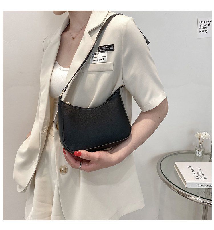 Borsa a tracolla sotto le ascelle in pelle PU tinta unita retrò Borse alla moda da donna Borse hobo casual e borsetta da donna_voghion.com