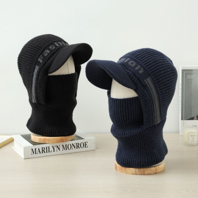 Gorro de punto polar para hombre, de invierno, resistente al viento, de una pieza, para ciclismo al aire libre, con cuello, gorro térmico de lana de una pieza._voghion.com