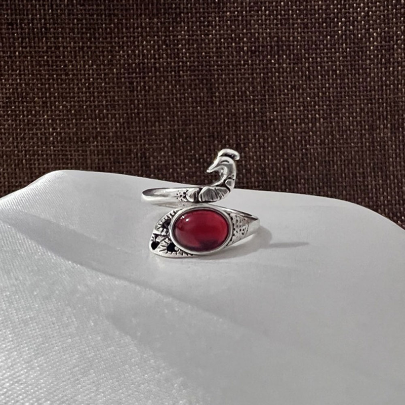 Anillo de pavo real vintage Anillo de pez carpa dorado Anillo de fénix Aguja de gancho_voghion.com