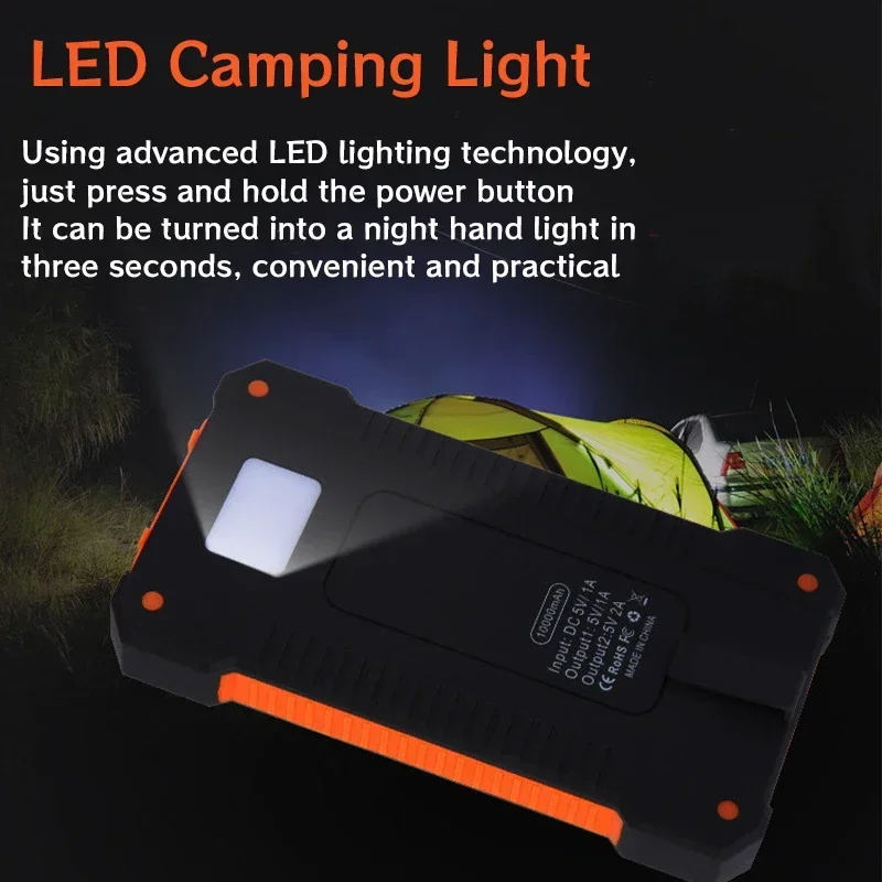 20000 MAh Solar Bank LED Light Powerful Flashlight Outdoor Hiking Portable Multiple Port Mobile External Power Supply_voghion.com