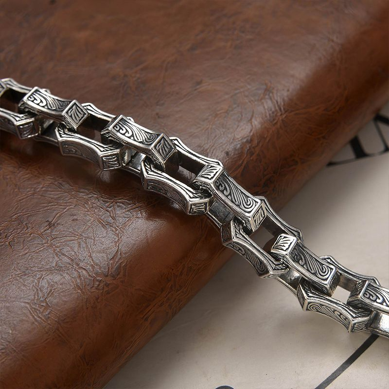 Bracciale Xiangxu con motivo a onde d'acqua, irregolare, per uomo, audace e dominante, semplice pezzo da motociclista hip hop su Instagram_voghion.com