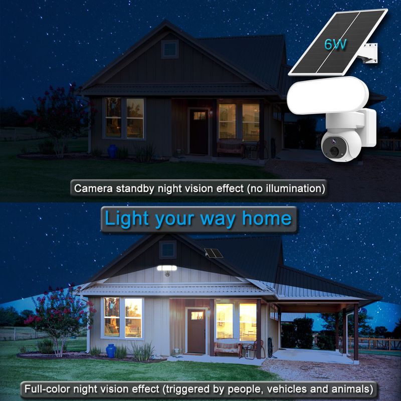 Cámara solar esférica inalámbrica para exteriores, resistente al agua, con luz de jardín de alta luminosidad y monitoreo de iluminación_voghion.com