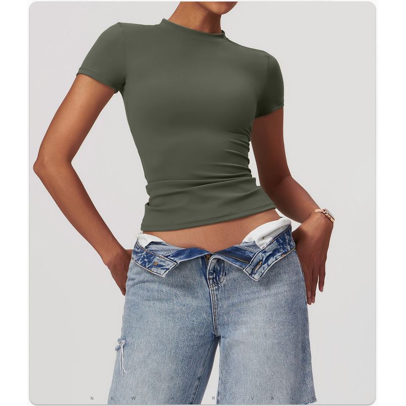 T-shirt de printemps Zechuang, combinaison de yoga à séchage rapide, haut de fitness, cache-maillot, sports de course en plein air, manches courtes pour femmes_voghion.com