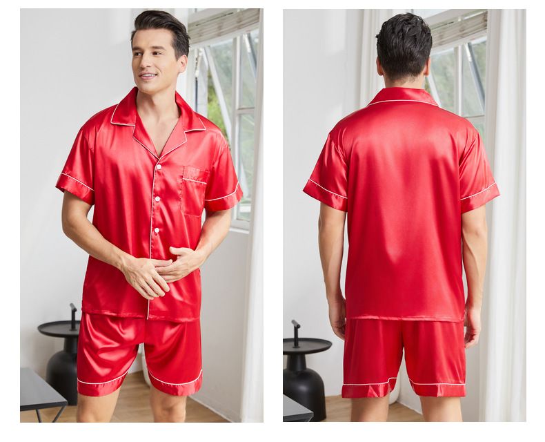 Sous-vêtements d'été pour hommes, costume de maison à revers, pyjama fin pour hommes, vêtements de maison amples de grande taille_voghion.com