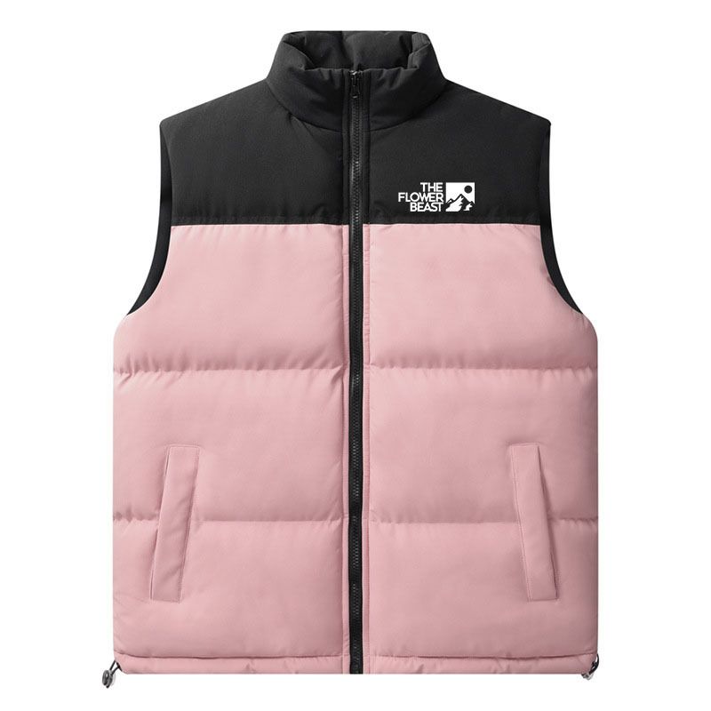 Men's Clothing Style Down Cotton Vest For Men In Autumn And Winter, Enlarged And Thickened, Warm And Stand Up Collar Jacket With Letter Print_voghion.com