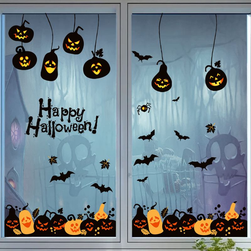 Teufel Kürbis Fledermaus Halloween Aufkleber Wohnzimmer Urlaub Dekoration Wandaufkleber_voghion.com