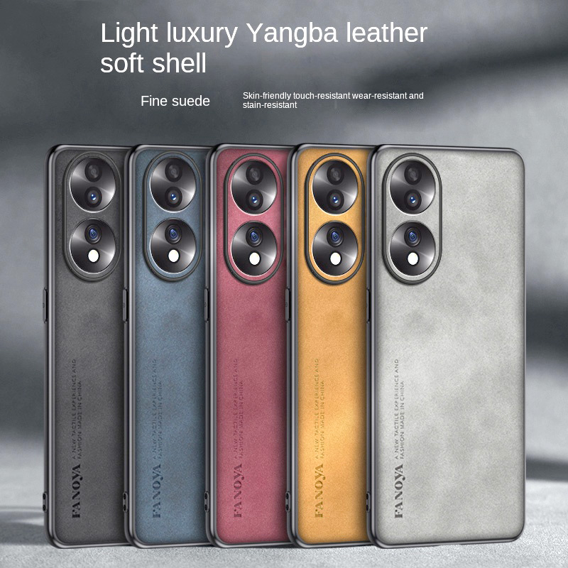 Estojo de camurça confortável em couro PU para Honor 90 Pro 80 GT 70 Pro 60 50 Honor X7A X8A X9A Magic 5 Pro 4 3 Capa de proteção de lente macia_voghion.com