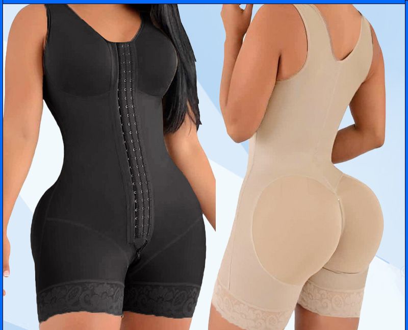 Cross-Border Tummy Control Shapewear One-Piece Bodysuit With Crotch Zipper Three-Row Hook Body Shaper_voghion.com
