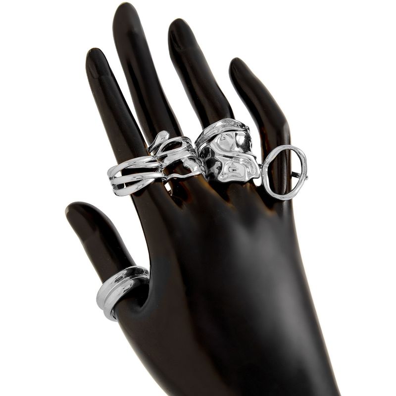 ins liquido linea geometrica anello aperto nicchia design irregolare lava anello mano gioielli donna_voghion.com