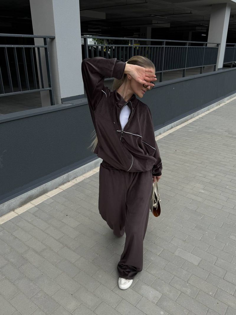 Completo casual da donna in due pezzi: cardigan a maniche lunghe e pantaloni (rosa/bianco/marrone/azzurro/grigio chiaro, taglie dalla S alla XL)_voghion.com