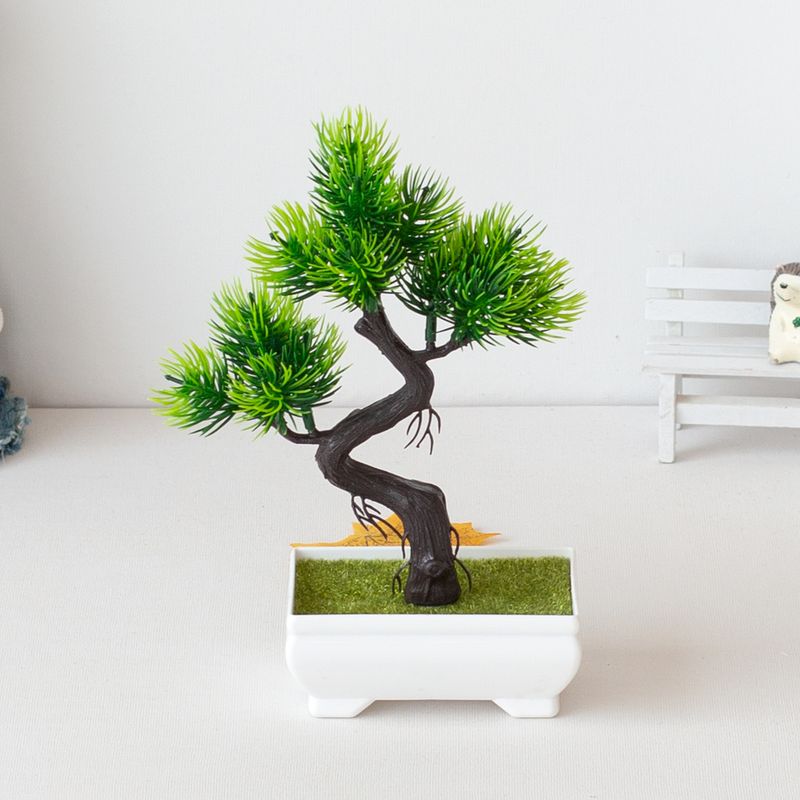Artificial flower pots 16-mesh welcoming pine bonsai bonsai plastic flower green plant flower potted flower decoration ornaments_voghion.com