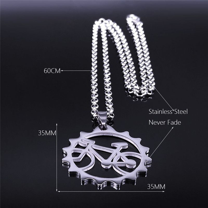 Moda Rowerowy Stalowy Wisiorek Naszyjnik dla Mężczyzn Kobiety Rower Cycg Łańcuch Opona Choker Naszyjnik Biżuteria pingente bicicleta_voghion.com