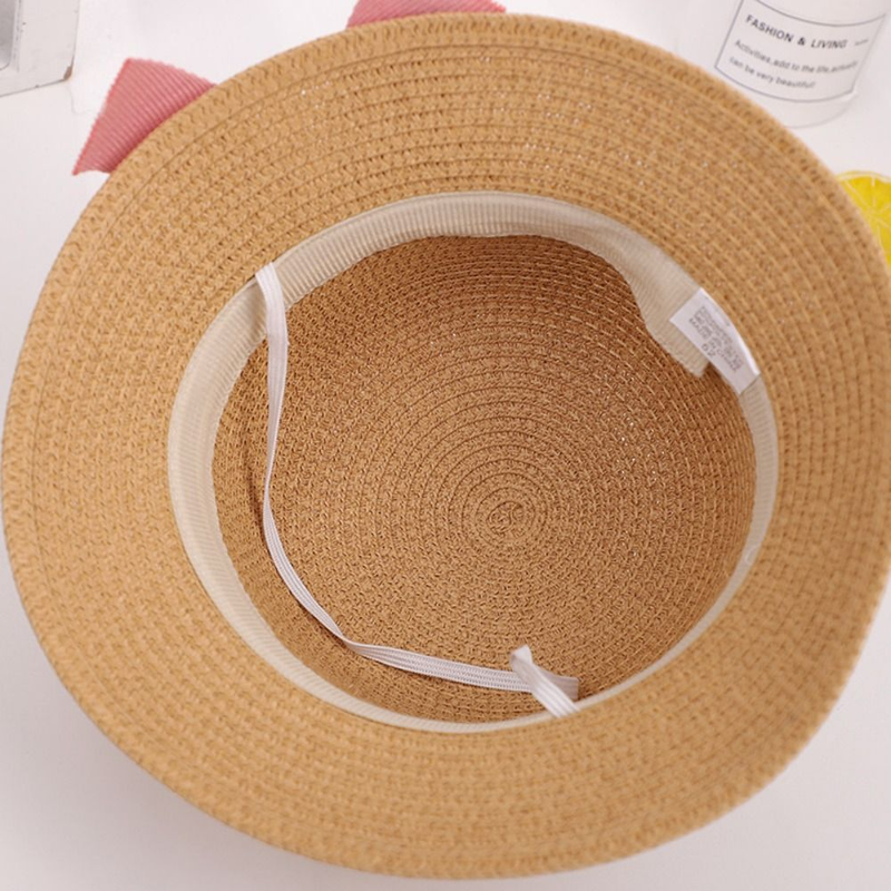 Set di berretti per borsa di paglia estivi per ragazza per 2-6 anni Cappello da sole per bambini Cappello da viaggio per protezione solare Cappello da spiaggia Cappello da pescatore per sole_voghion.com