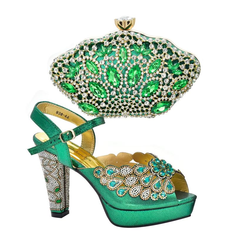 Zarte strass temperament elegante mode hochhackigen sandalen mit tasche set_voghion.com