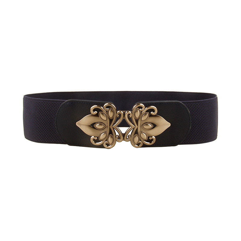 Nuova cintura elastica da donna con ampia cintura elastica, vestibilità snellente, gonna abbinata, camicia, cappotto, vita nera e strato esterno versatile_voghion.com