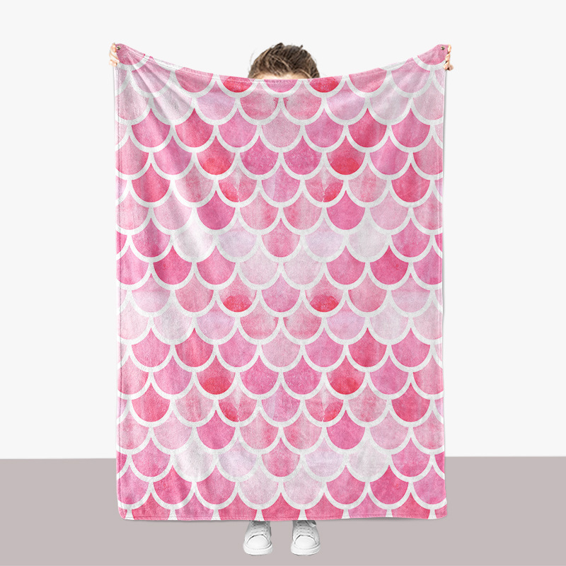 Modische Fischschuppenmuster-Serie, Flanell, 3D-gedruckt, verdickte Sofadecke_voghion.com