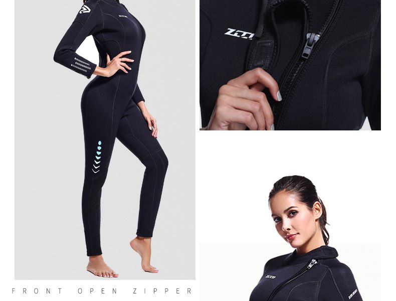 Novo traje de mergulho masculino de 3 mm, traje de mergulho quente de uma peça, traje de banho feminino de manga comprida para mergulho com snorkel no inverno_voghion.com