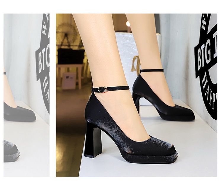 9982-K105 Style Banquet Wedding Coarse Super High Heels Waterproof Platform Silk Strap Single Shoes_voghion.com