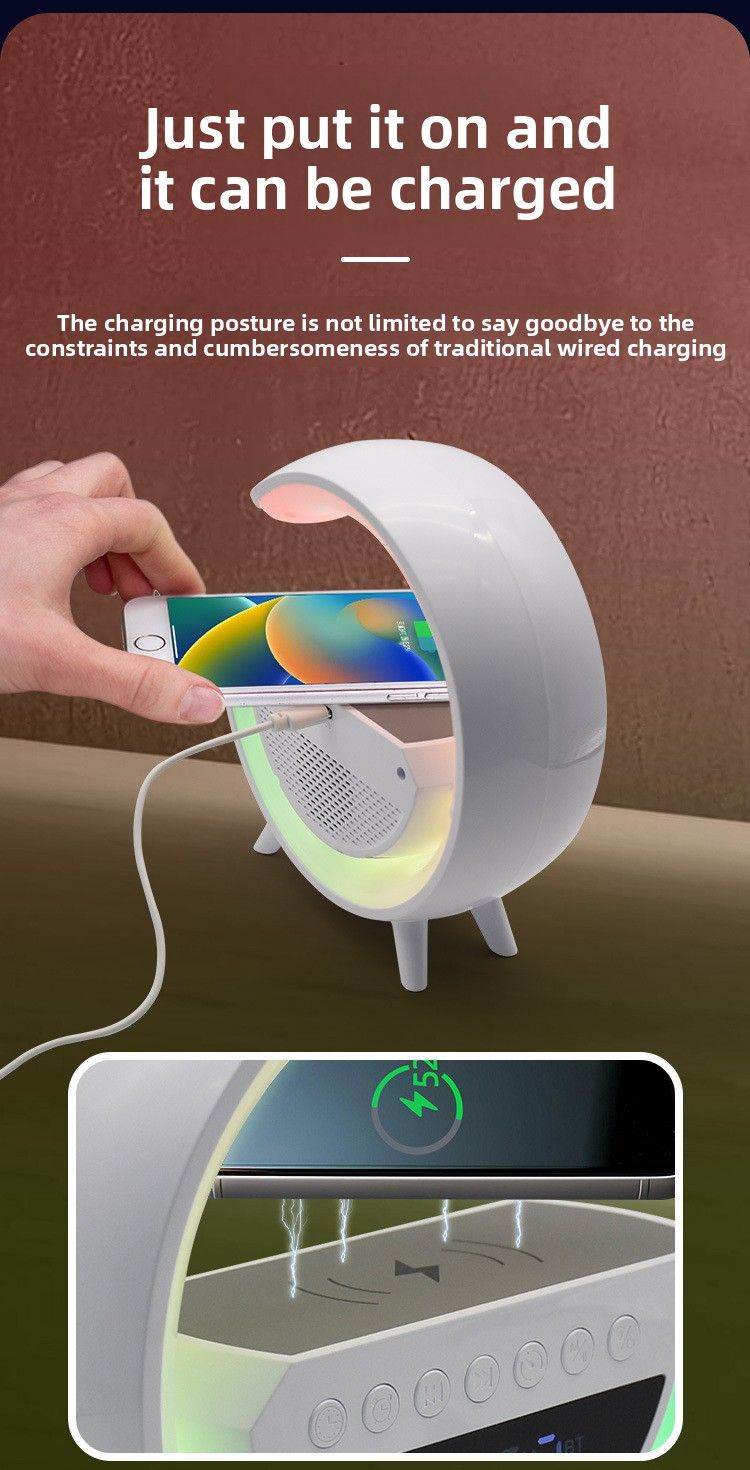 Nuovo altoparlante Bluetooth portatile multifunzione intelligente con luce d'atmosfera colorata e ricarica wireless elettrica_voghion.com