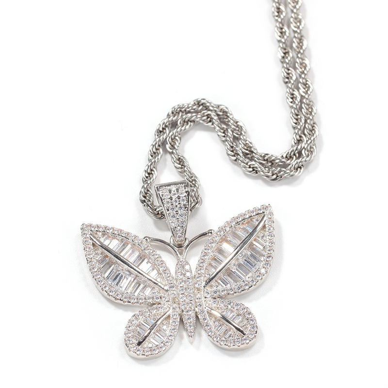 Collana di alta qualità in stile hip-hop per donne alla moda, catena per clavicola a farfalla con diamanti minimalista Instagram_voghion.com