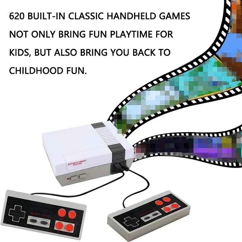 Mini-TV Handheld Family Recreation Videopelikonsoli AV-lähtö Retro Sisäänrakennettu 620 Classic Games Dual Gamepad Gaming_voghion.com