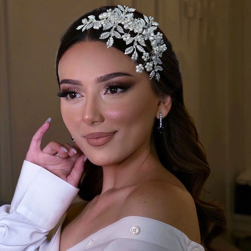 Νέα νυφική χτένα κεφαλής Χειροποίητα αξεσουάρ μαλλιών σε σχήμα φύλλου με χάντρες Αξεσουάρ μαλλιών για νυφικό_voghion.com