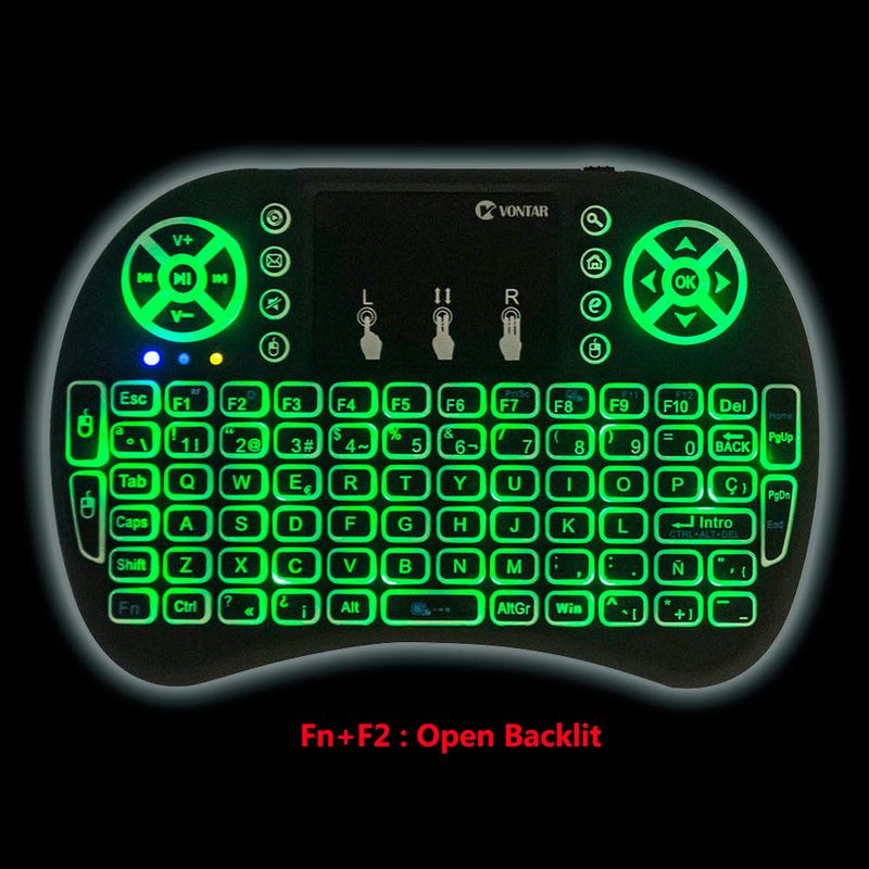 i8 Tastatur mit Hintergrundbeleuchtung Englisch Russisch Spanisch Air Mouse 2,4 GHz Touchpad Handheld Wireless Keyboard für TV BOX Android X96_voghion.com