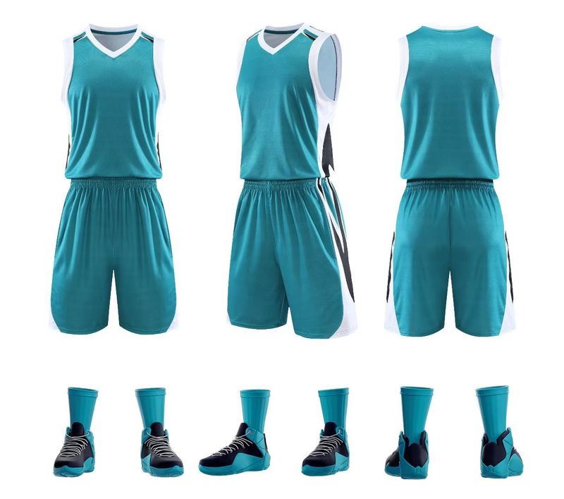 Basketbalpakset, zomerteamuniform voor heren, bedrukt met sneldrogende, ademende woorden, onderneming en publiek_voghion.com