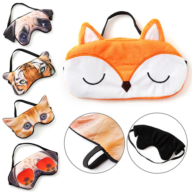 1 pz. Mascherina per dormire 3D carina, copri-occhi, benda morbida portatile da viaggio a forma di animale._voghion.com
