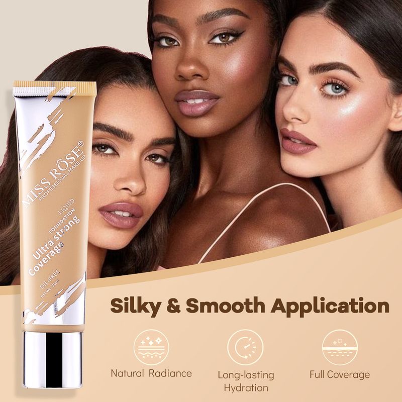 Sminkeoljekontroll Langvarig konturconcealer Foundationkrem Naturlig Lett å farge Ikke lett å fjerne Flytende sminkefoundation_voghion.com