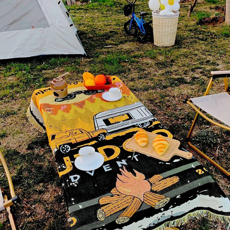 Vochtbestendige picknickmat voor buitenkamperen, jacquard wandtapijt, kattenbestendige volledige deken voor op de bank, verdikte deken_voghion.com