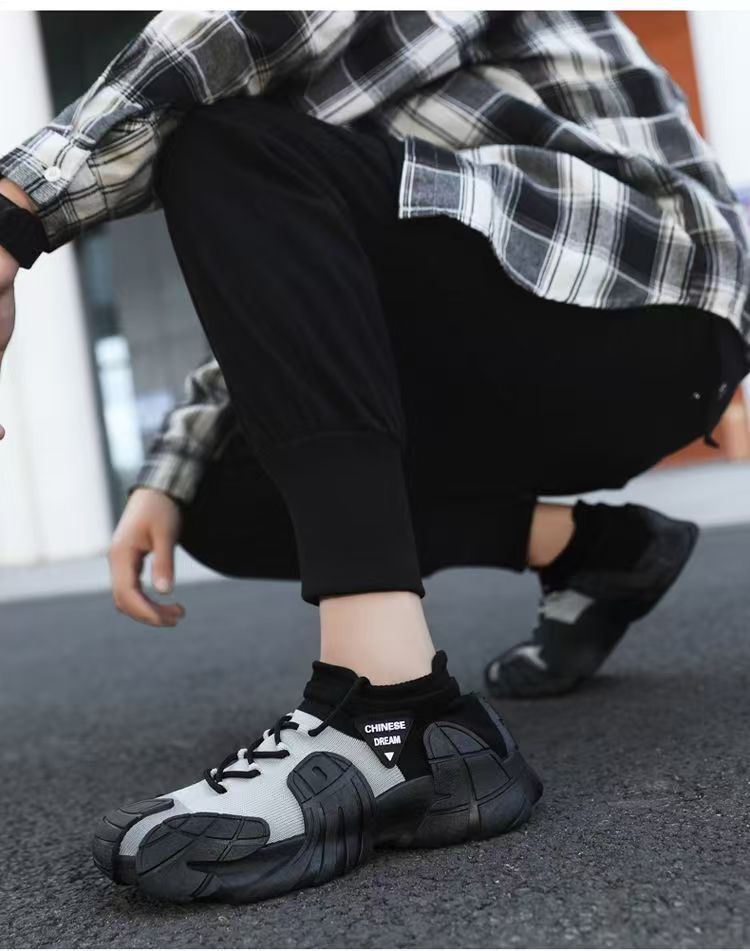 Men's New Thick-Soled Lightweight Sock Mouth Casual Shoes Youth Fashion Color-Block Sneakers_voghion.com